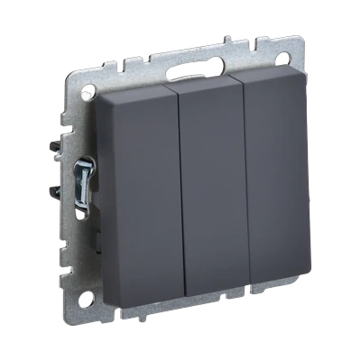 Выключатель IEK Brite 3-клавишный скрытой установки, без рамки, графит (BR-V30-0-10-K53)