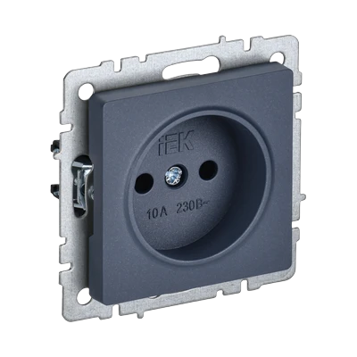 Розетка IEK Brite 1-местная б/з скрытой установки без рамки, маренго (BR-R10-10-K35)