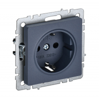 Розетка IEK Brite 1-местная с/з скрытой установки без рамки, маренго (BR-R11-16-K35)