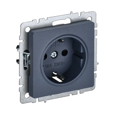 Розетка IEK Brite 1-местная с/з скрытой установки без рамки, маренго (BR-R11-16-K35)