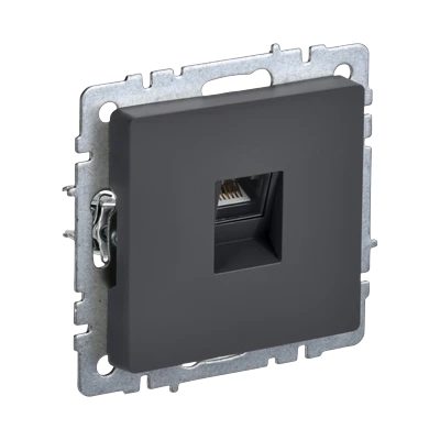 Розетка IEK Brite RJ45 компьютерная скрытой установки без рамки, графит (BR-K10-2-K53)