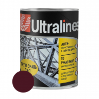 Грунт-эмаль по ржавчине ULTRA LINES 3 в 1 глянцевая, спелая вишня 0,8 кг