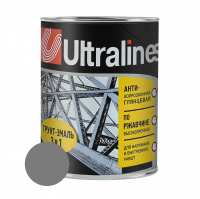 Грунт-эмаль по ржавчине ULTRA LINES 3 в 1 глянцевая, серая 0,8 кг