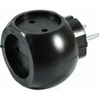 Тройник пластиковый круглый черный 6А Велконт