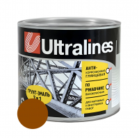 Грунт-эмаль по ржавчине ULTRA LINES 3 в 1 глянцевая, коричневая 1,8 кг