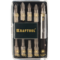 Набор бит Kraftool COMPACT-10 с магнитным адаптером (10 шт)
