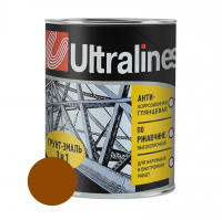 Грунт-эмаль по ржавчине ULTRA LINES 3 в 1 глянцевая, коричневая 0,8 кг