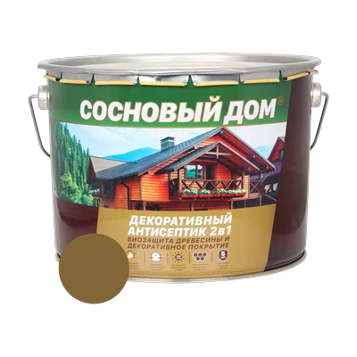 Состав декоративно-защитный Сосновый дом для древесины, ореховое дерево 9,0 л