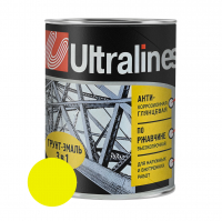 Грунт-эмаль по ржавчине ULTRA LINES 3 в 1 глянцевая, желтая 0,8 кг