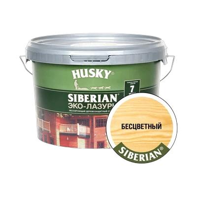 Эко-лазурь для дерева Husky Siberian полуматовая, бесцветный (2,5 л)