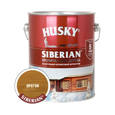 Пропитка для дерева Husky Siberian полуматовая, орегон (2,7 л)