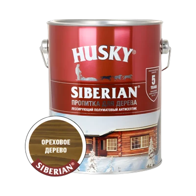 Пропитка для дерева Husky Siberian полуматовая, ореховое дерево (2,7 л)