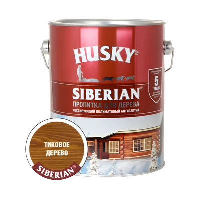 Пропитка для дерева Husky Siberian полуматовая, тиковое дерево (2,7 л)