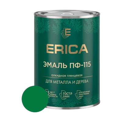 Эмаль алкидная ПФ-115 Erica, парижская зелень 0,8 кг