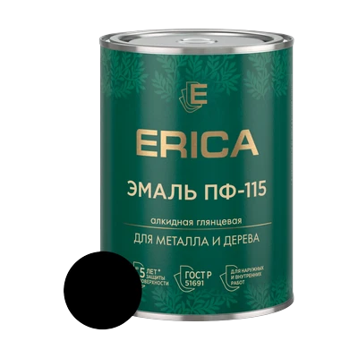 Эмаль алкидная ПФ-115 Erica, черная 0,8 кг