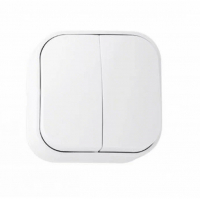 Выключатель Horoz Electric 2-клавишный открытой установки, керамика, белый 10А