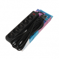 Сетевой фильтр Космос 5 гнезд 5 м евро с/з, черный ПВС 3х0,75 (FKsm5m-5g)