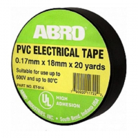 Изолента ABRO 19 мм х 20 м термостойкая, черная