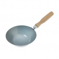 Ковш стальной 160 мм плоское дно с крюком, деревянная ручка