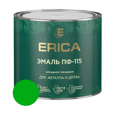 Эмаль алкидная ПФ-115 Erica, зеленое яблоко 1,8 кг