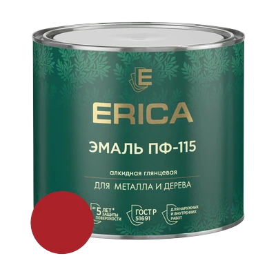 Эмаль алкидная ПФ-115 Erica, красная 1,8 кг