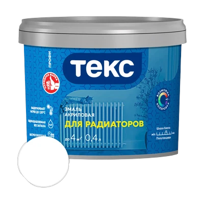 Эмаль акриловая Текс для радиаторов полуглянцевая, белая 0,4 кг