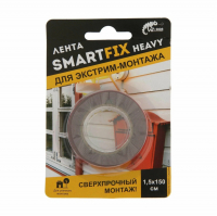 <b>Лента</b> двусторонняя Smartfix Heavy SFV1515G для внутренних и наружных работ 15 мм х 1,5 м, серая