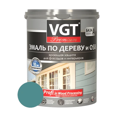 Эмаль акриловая VGT Профи по дереву, Джинсовый синий 1 кг