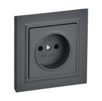 Розетка IEK Brite 1-местная б/з скрытой установки, графит (РСР10-1-0-БрГ)