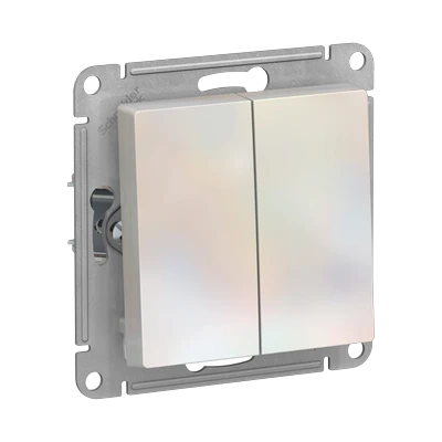 Выключатель Schneider Electric AtlasDesign 2-клавишный скрытой установки, без рамки, жемчуг (ATN000451)