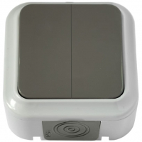 Выключатель Пралеска 2-клавишный открытой установки, серый