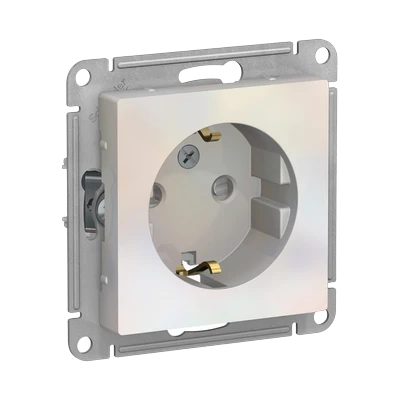 Розетка Schneider Electric AtlasDesign 1-местная с/з скрытой установки без рамки, жемчуг (ATN000443)