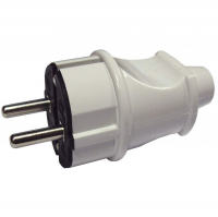 Вилка Makel прямая 16А 250В с/з, белая