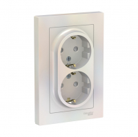 Розетка Schneider Electric AtlasDesign 2-местная с/з скрытой установки, жемчуг (ATN000424)