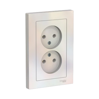 Розетка Schneider Electric AtlasDesign 2-местная б/з скрытой установки, жемчуг (ATN000420)