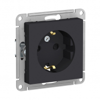 Розетка Schneider Electric AtlasDesign 1-местная с/з скрытой установки без рамки, карбон (ATN001043)