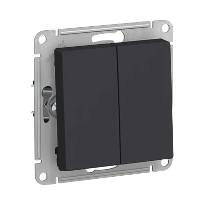 Выключатель Schneider Electric AtlasDesign 2-клавишный скрытой установки, без рамки, карбон (ATN001051)