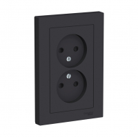 Розетка Schneider Electric AtlasDesign 2-местная б/з скрытой установки, карбон (ATN001020)