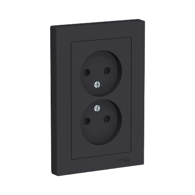 Розетка Schneider Electric AtlasDesign 2-местная б/з скрытой установки, карбон (ATN001020)