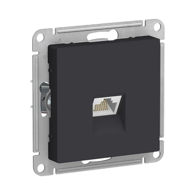Розетка Schneider Electric AtlasDesign RJ45 скрытой установки без рамки, карбон (ATN001083)