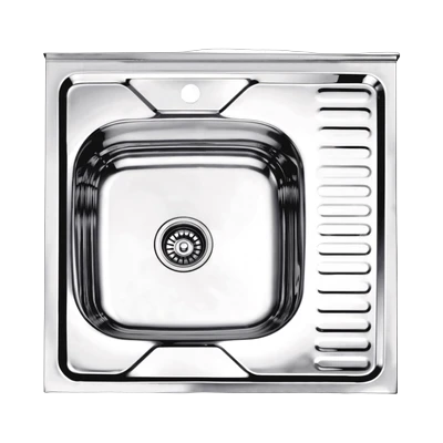 Мойка накладная Ledeme L96060-6L полированная 600х600 мм, левая