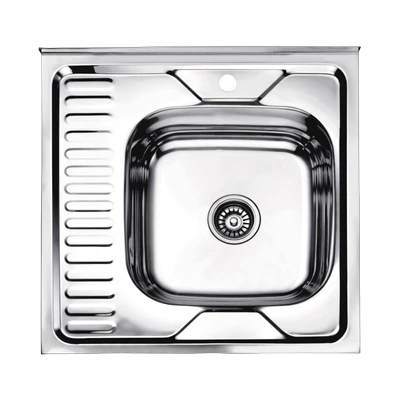 Мойка накладная Ledeme L96060-6R полированная 600х600 мм, правая