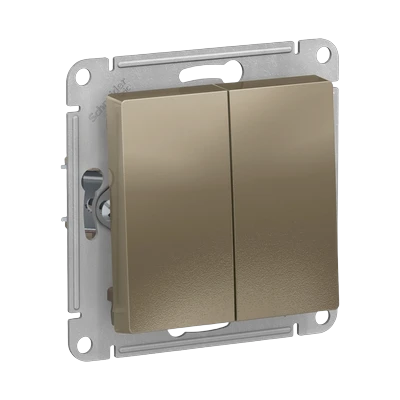 Выключатель Schneider Electric AtlasDesign 2-клавишный скрытой установки, без рамки, шампань (ATN000551)