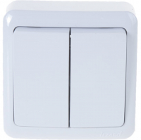 Выключатель Lezard Viola 2-клавишный открытой установки, белый