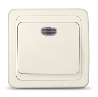 Выключатель UNIVersal Валери 1-клавишный скрытой установки с подсветкой, слоновая кость (Б-В0121)