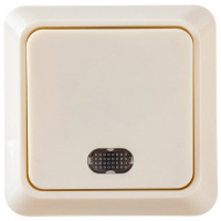 Выключатель Олимп 1-клавишный с подсветкой открытой установки, бежевый