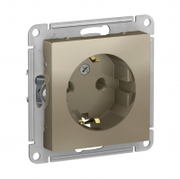 Розетка Schneider Electric AtlasDesign 1-местная с/з скрытой установки без рамки, шампань (ATN000543)