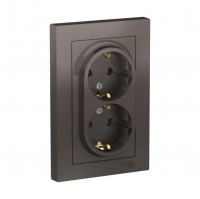 Розетка Schneider Electric AtlasDesign 2-местная с/з скрытой установки, мокко (ATN000624)