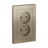 Розетка Schneider Electric AtlasDesign 2-местная б/з скрытой установки, шампань (ATN000522)