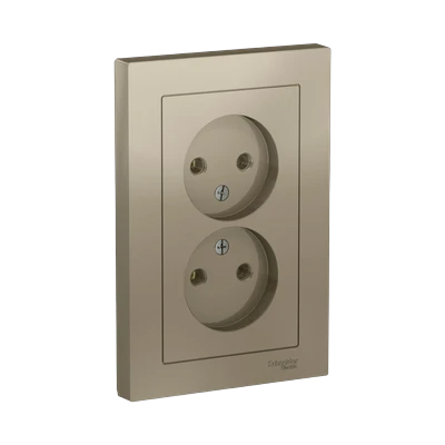 Розетка Schneider Electric AtlasDesign 2-местная б/з скрытой установки, шампань (ATN000522)